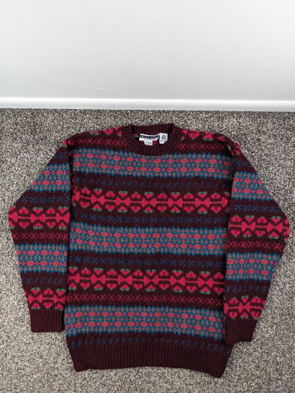 Vintage Jennifer Moore Sweater Shetland Wool Fair Isle Crewneck Womens Small
